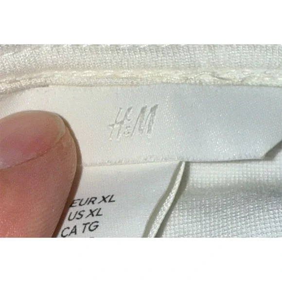 Women's XL Cropped chic White Long Sleeve Square Neck Corset Top Blouse H&M NWT‎ - Picture 4 of 12